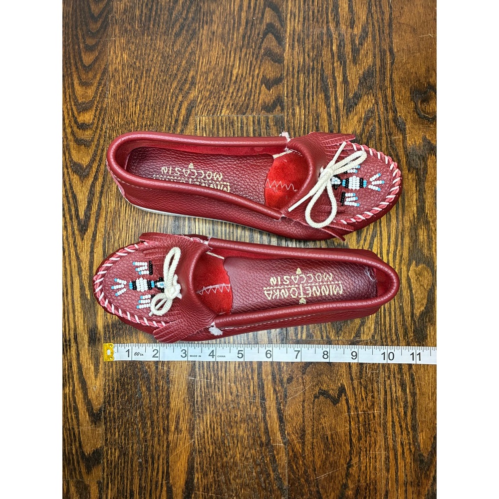 Red Leather Thunderbird by Minnetonka moccasins. Size 7 - Picture 5 of 5